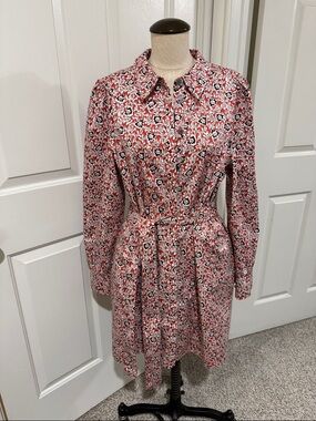 Boden Orange Floral Button-Front Casual dress